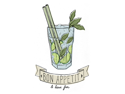 Mojito drink illustration drawing handmade illustration