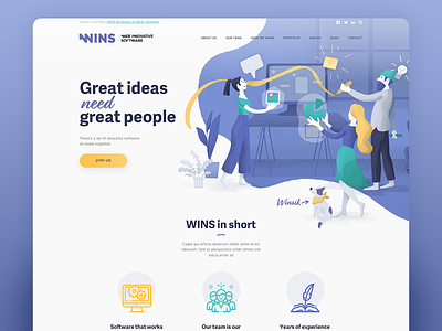 WINS – software house website character design homepage illustration ui vector illustration webdesign website