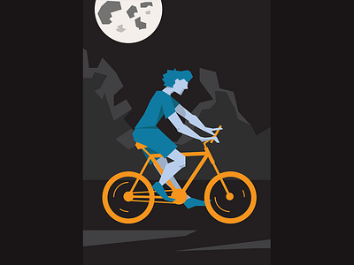 Bike in the moon bicycle bike illustration moon night