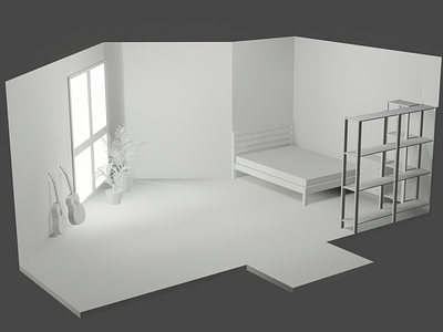 An unfinished room 3d architechture bed blender furniture room