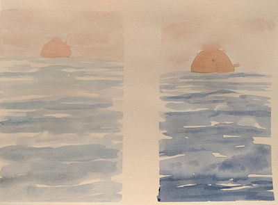 Watercolor sunsets abstract sea sunset watercolor