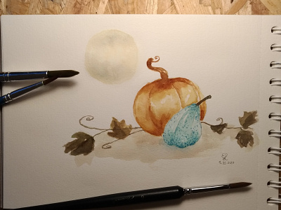 Blue Pumpkin halloween pumpkin watercolor