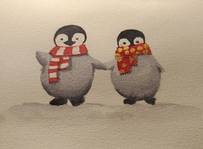 Watercolor pinguins animal aquarell christmas cute pinguin snow watercolor watercolor painting winter