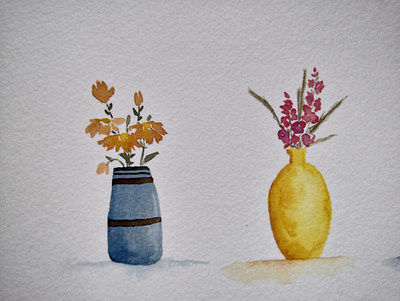 Vases warm aquarell flowers illustration vase watercolor