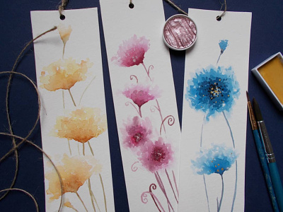 Bookmarks abstract bookmarks florals watercolor