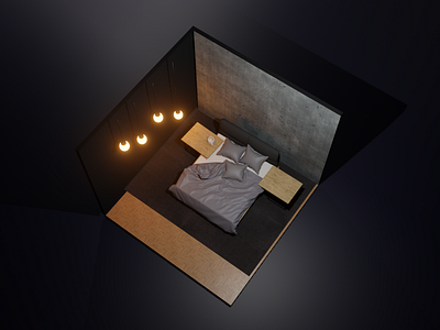The Bedroom 3d bed blender furniture illustration night night scene room