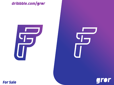 F Logo cool f for sale gror initial italic letter letter f line logo logo design logoground uppercase