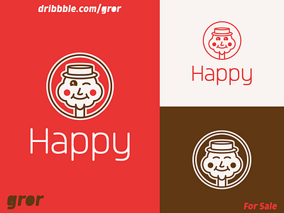 Happy Man Logo cartoon cute for sale gror happy head logo logo design logoground man mascot smile smiley face