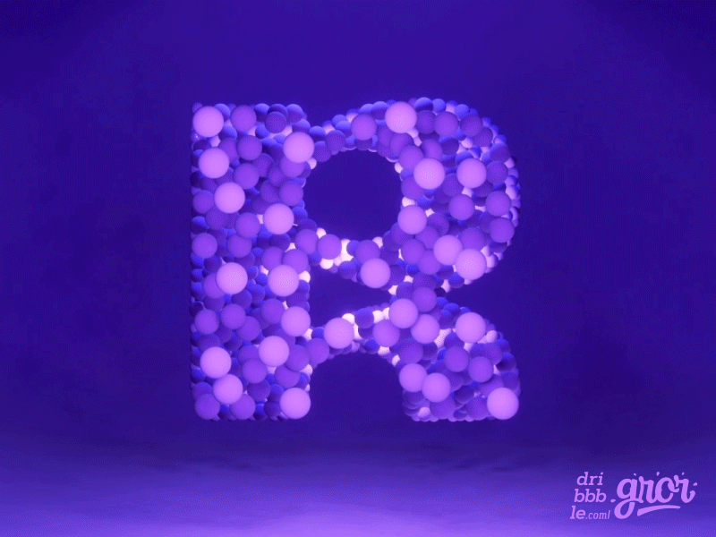 Dotted R 3d custom dot dots dotted gif gror letter motion motiongraphic r render video