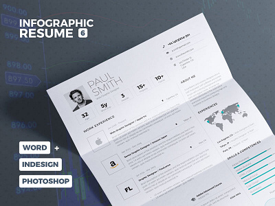 Infographic Resume Volume 6 a4 creative cv indesign infographic lebenslauf modern photoshop resume template us letter word