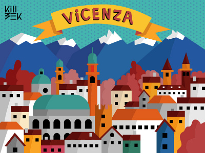 Vicenza City city colours design europe graphicdesign houses illustration italy killbeek vector veneto vicenza