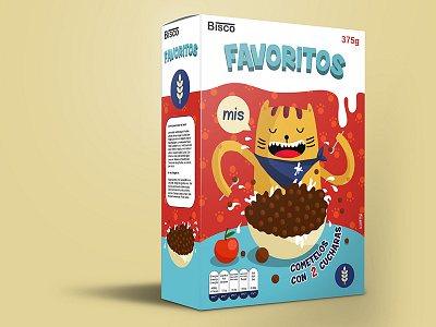 Favoritos Cereal Box Illustration box cat cereals colours design favoritos graphicdesign illustration killbeek vector