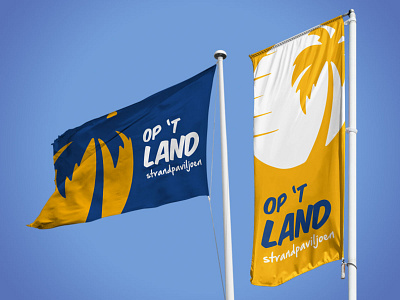 OP 'T LAND Strandpaviljoen brand branding design illustration logo vector
