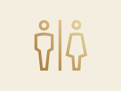 WC pictogram bath bathroom bold brand branding design gold golden icon line linework logo man people pictogram restroom strong wayfinding wc woman