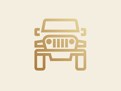 Off-road excursion pictogram 4x4 bold brand branding design excursion gold golden icon jeep line linework logo pictogram strong truck wayfinding