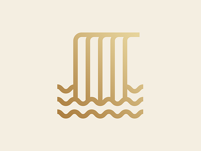 Waterfall pictogram bold brand branding gold golden icon icon design icon set icons iconset line linework pictogram strong wayfinding