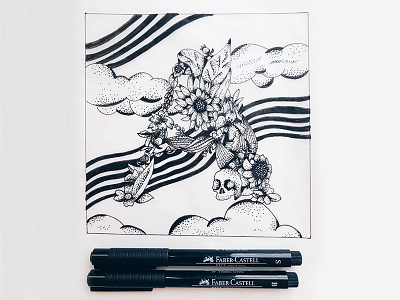 Letter A floral lettering pen pencil