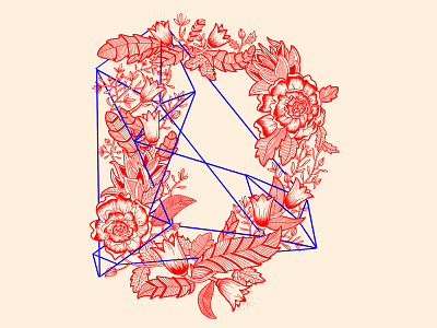 D floral letter flowers geometric