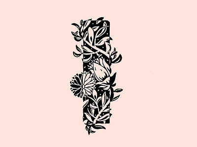 I alphabet floral letter i illustration