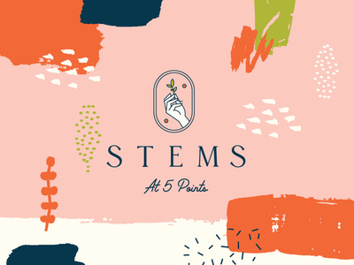 Stems initial option B branding design flower shop illustration lettering logo