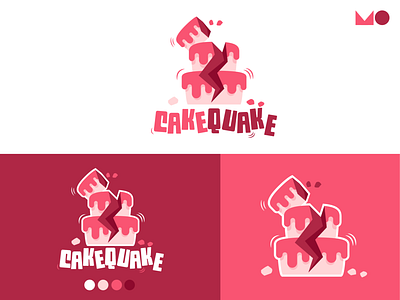 CakeQuake branding cake design illustration illustrator logo minimal pink typography vector