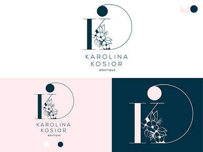 Karolina Kosior Boutique boutique logo branding design fashion feminie flower logo illustration illustrator logo minimal pink typography