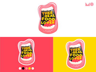 Thee Real Food Lovers branding design eating food food and drink foodie illustration lips logo mouth typography
