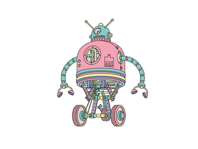 Toy robot childhood colorful illustration retro robot toy