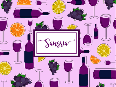 Sangria illustration pattern sangria wine wip