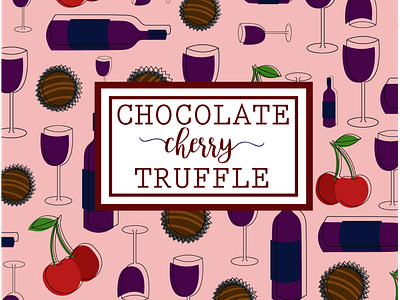 Chocolate Cherry Truffle Wine cherry chocolate illustration pattern wine wip