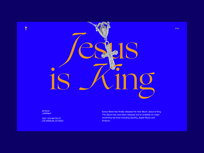 Jesus is King art direction branding concept design homepage is king jesus kanye landing landing page music project typography ui west