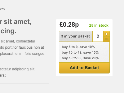 Add to basket button ecommerce shopping ui