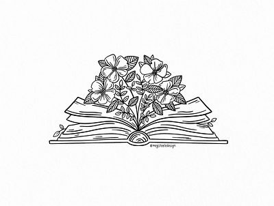 book lover black and white book art book cover book lover digital floral flowers line drawing line drawings procreate reading simple