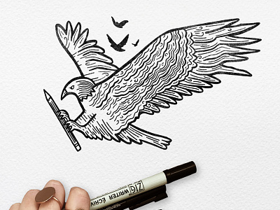EAGLE bird birds drawing eagle flying illustration nature pen pencil