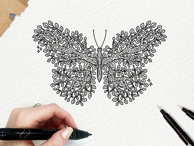 BUTTERFLY TREE butterfly conceptual drawing drawing ink graphic design illustration ipad pro ipad pro art line art procreate tree