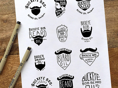 BEARD OIL beard branding design identity label logo logo design oil packaging sketching