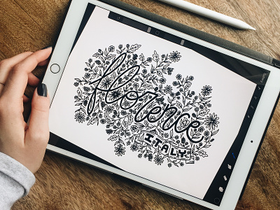 ITALIA calligraphy digital drawing floral florence hand lettering ipad pro italy lettering procreate type typography