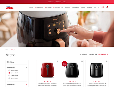 Philips Walita e-commerce category page airfryer ecommerce online store philips store ui ux walita