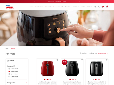 Philips Walita e-commerce category page