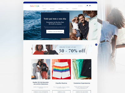 Nautica E-commerce Design banner design ecommerce fashion figma mobile moda nautica nautical online store roupas sea ui ux verão
