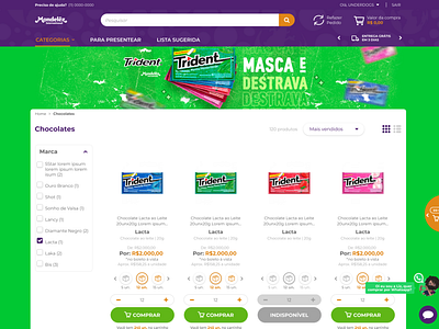 Mondelez category page banner banner bubble gum category page chocolate cliclete design ecommerce figma food graphic design illustration mondelez online store trident ui ui ux ux