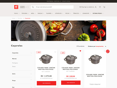 Zwilling E-Commerce Category Page banner chat components design ecommerce figma filter food food ecommerce header icon kitchen knife online store pots ui ux