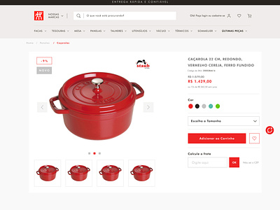 Zwilling Brasil e-commerce product page chat design ecommerce favorite figma food food ecommerce icon kitchen utensils navbar online store pots product product page request shipping store ui ux