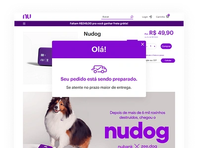 Nubank Store modal and icon design desenho ícone design dog ecommerce figma header icon icon design illustration mobile modal online store page page design responsive ui ux web