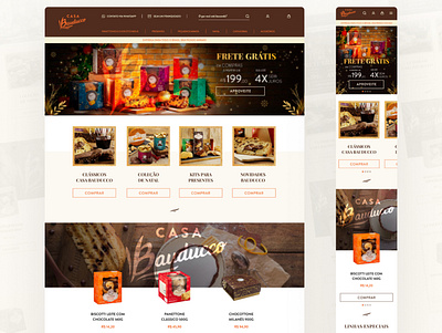 E-commerce design Casa Bauducco banner christmas design ecommerce ecommerce design figma food frames gold icon mobile natal new year online store page panetone pattern ui ux website