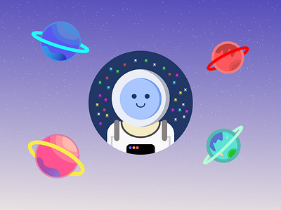 Out Of Space - Sketch illustration challenge #2 2d astronaut character colorful fun graphic illustration sketch space stars