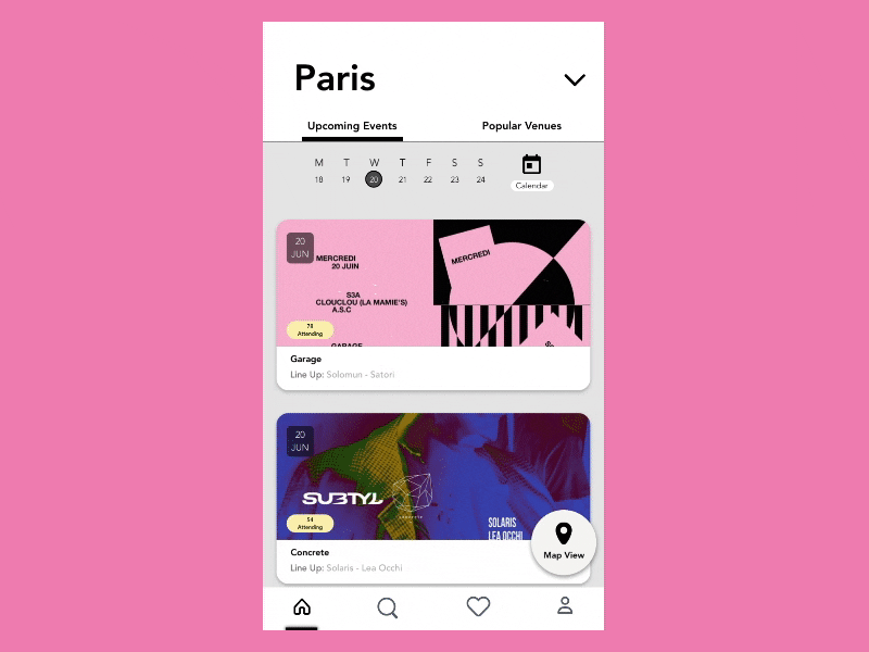 Concert App - High fidelity Mobile (Ui/Ux) prototype. android card concept flinto high fidelity inteface interaction ios mobile design mobile interface mobile prototyping motion motion design music principle sketch swiping ui ux user interface animation user interface design