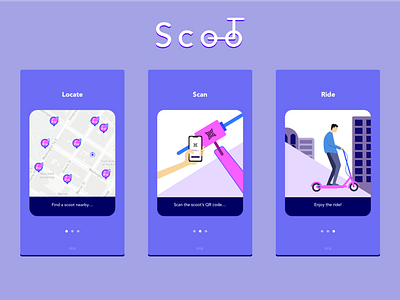 Scooter App - User Onboarding android app app concept cards design experience flat illustration ios maps mobile app design onboarding onboarding screen scooter ui ui ux ui ux design user interface user onboarding ux design