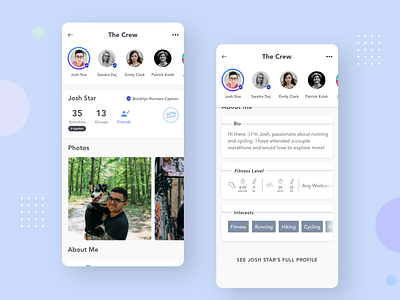 Profile - Social Fitness Mobile Concept android interface ios mobile mobile app mobile application mobile apps mobile design mobile interface design mobile ui mobile uiux profile card profile design profile page profile screen sketch ui uidesign uiux user experience design