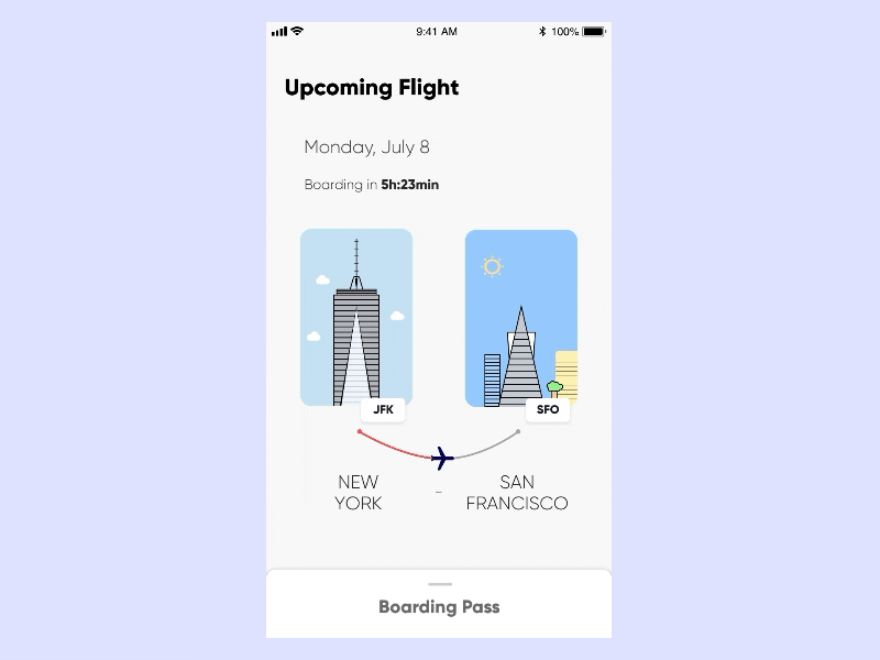 Mobile Boarding Pass Interaction animation flinto illustration interaction interaction design interactions ios mobile mobile interaction modern design motion motion design principle swipe ui ui card ui concept ui ux ui ux design